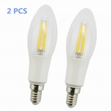 RUICAIKUN 4W LED Filament Candelabra  Bulb Soft White 2700K Equivalent to  60W Incandescent Chandelier Bulb(85-265V)pack of 2