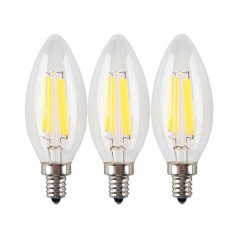 RUICAIKUN LED Filament Bulb, Candle Lights, 3-pack 110-130V 6W E12 - 60W Equivalent 2700K 600LM Warm White